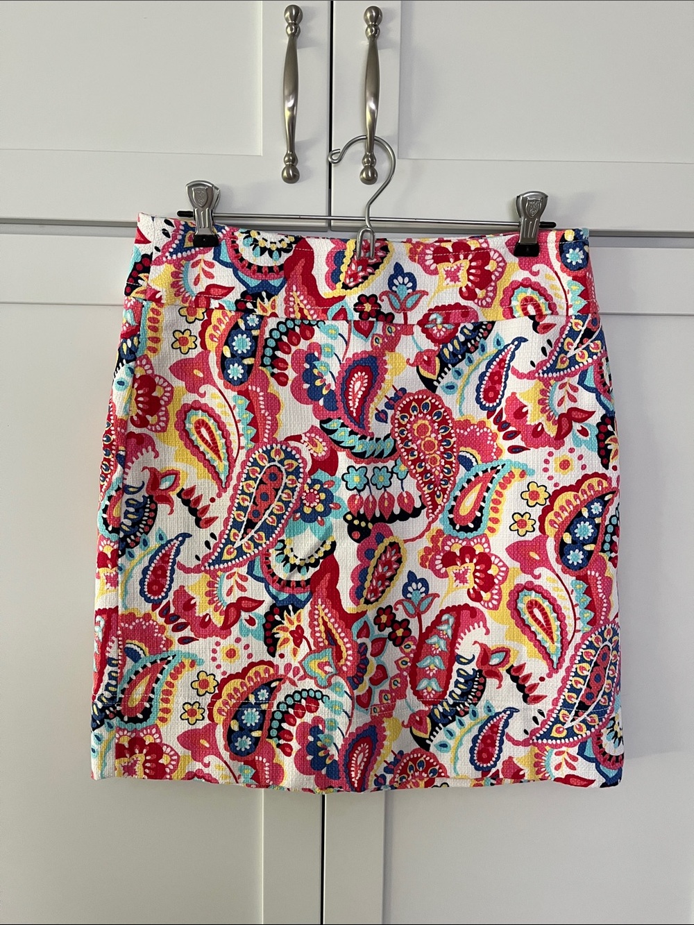 Talbots Bright Paisley Mini Skirt in Pink, Blue, Yellow